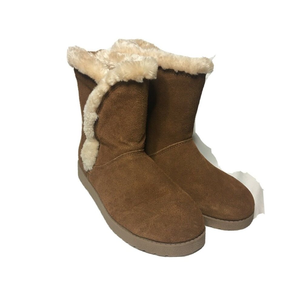 Brown Suede Booties Universal Thread Size 10 Faux Fur Lining